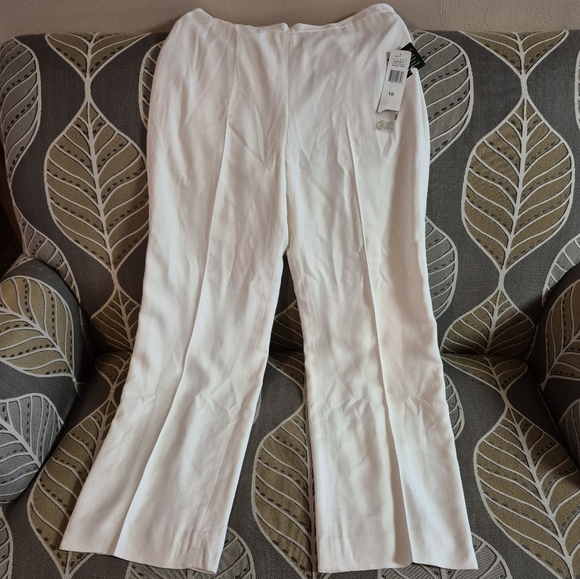 New 💯% Silk Lauren Ralph Lauren 10 Cape Grace Colonial Cream WideLeg Dress Pant - Picture 8 of 15